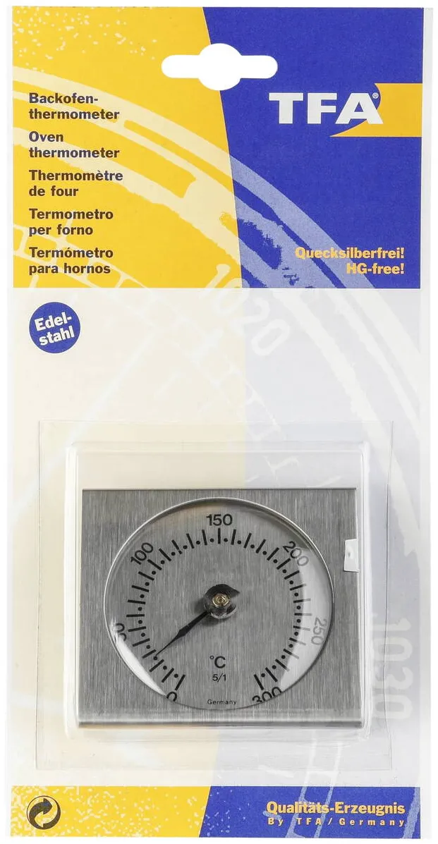 TFA Termometru de cuptor TFA-Dostmann 14.1004.60, inox, 70x75mm, alb