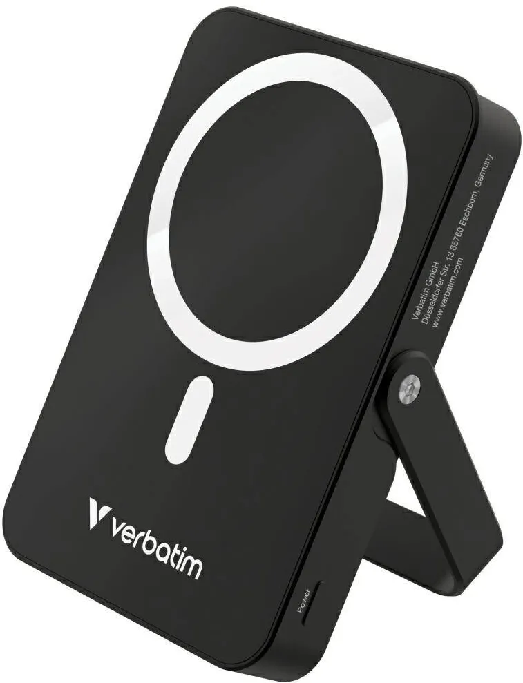 VERBATIM Powerbank 10000mAh Verbatim cu suport, incarcare wireless, negru, 107x71x15,5mm