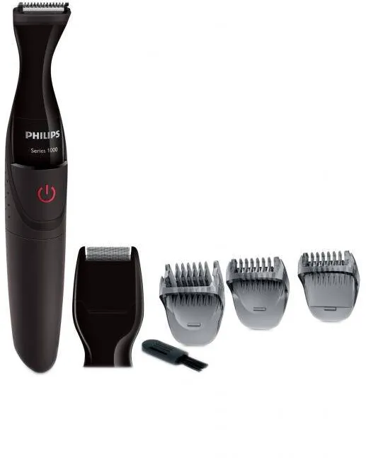 Philips Masina de tuns barba MG1100/16, baterii, 3 piepteni, 4 trepte, Negru/Rosu