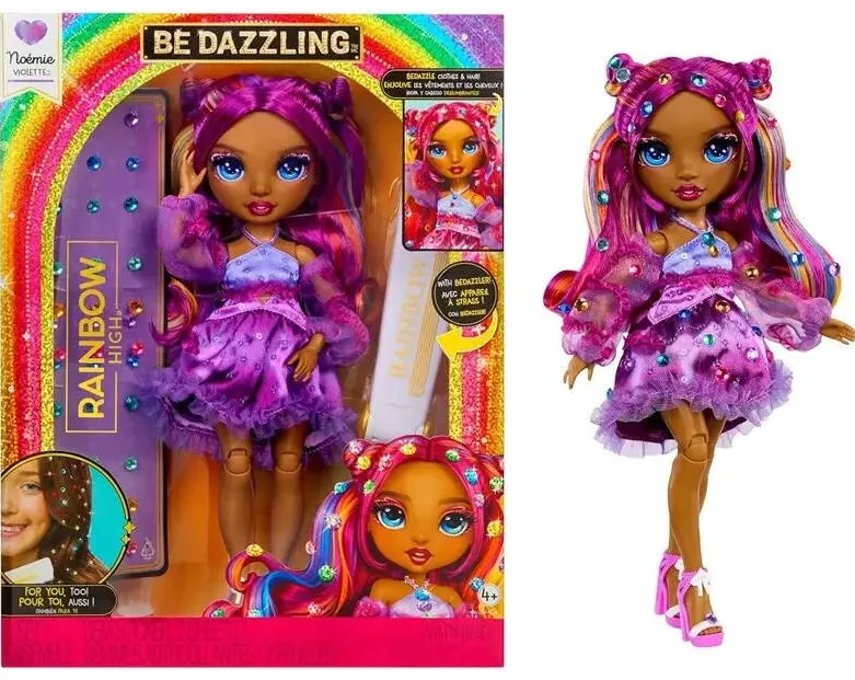 Mga Papusa Rainbow High Noemie Violette, 28cm, mov, set cu accesorii si cristale