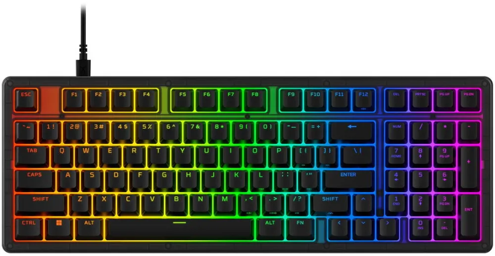 Tastatura HyperX Tastatura gaming mecanica HyperX Origins 2 1800, iluminare RGB personalizabila, switch‑uri Hot‑Swap, profil taste inalt, layout 1800, polling rate max 8K, unghi ajustabil, software NGENUITY, negru