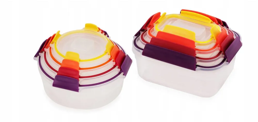 JOSEPH JOSEPH Set 8 cutii alimentare Joseph Joseph Nest Lock, multicolor, din plastic, etanse, potrivite pentru congelator si microunde