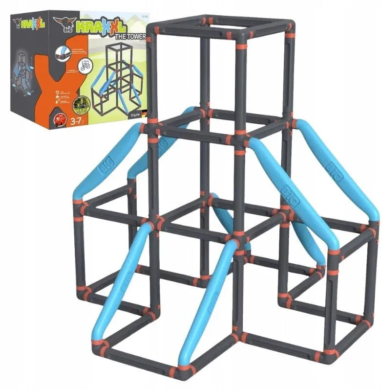 BIG Turn De Catarat, Big, The Tower, Promovand Activitatea Fizica Si Dezvoltarea Motorie, Sistem Inovator 2-Click Pentru Asamblare Rapida, Plastic Rezistent La Intemperii Si Stabilizat La Uv, 140 X 140 X 140 cm, Negru/Albastru
