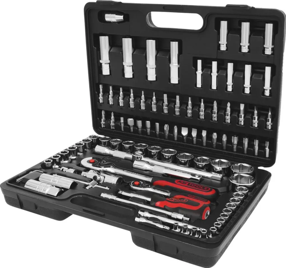 KS Tools Set 96 chei tubulare, KS Tools, Crom-Vanadiu, Nichelate, Rosu/Negru