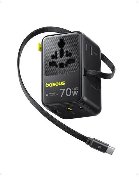 Baseus Adaptor de calatorie universal Baseus EnerCore CG11 2AC+2U+2C 70W, negru
