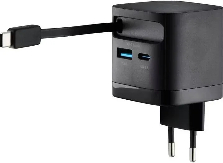 Intenso Incarcator rapid compact 65W, Intenso, USB-C/USB-A, negru, 1xUSB-A, 1xUSB-C
