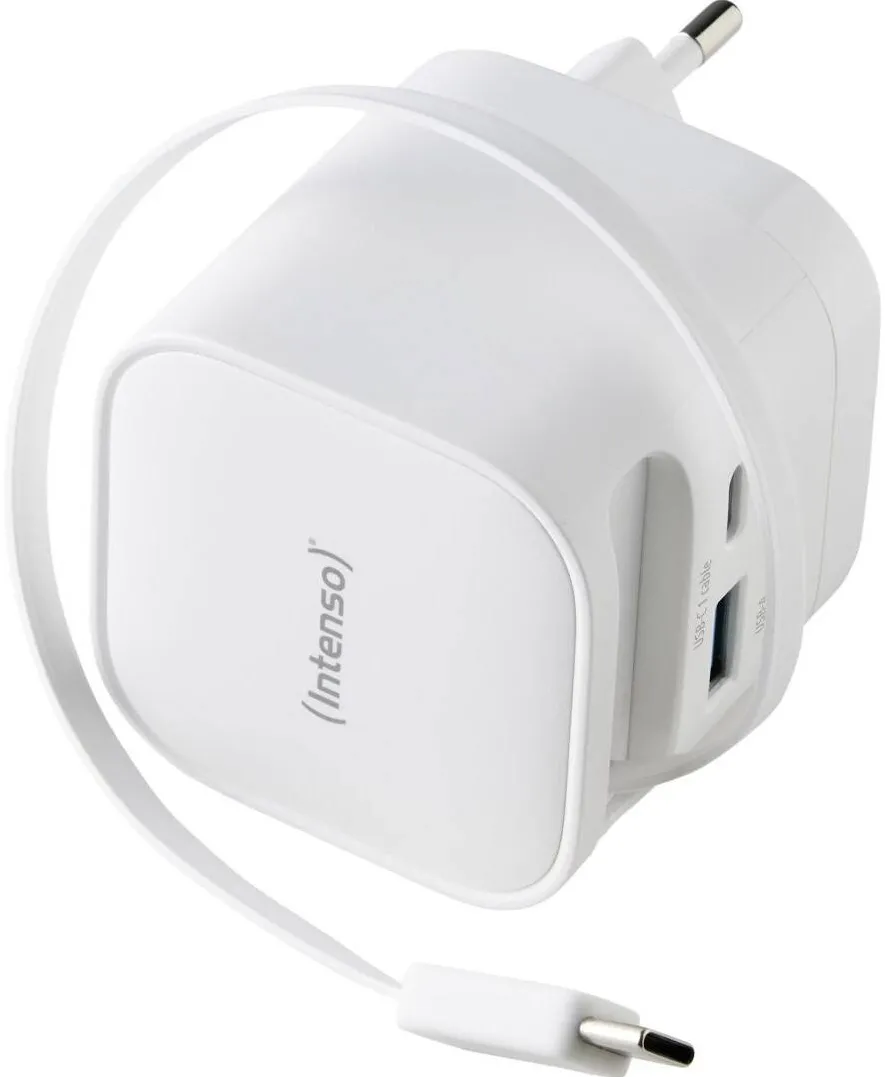 Intenso Incarcator rapid compact 65W USB-C/USB-A Intenso alb, 1xUSB-A, 1xUSB-C