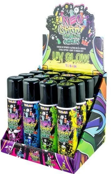 Jucarie creativa TUBAN Set spray cu creta Tuban, Universal, Multicolor, 16 bucati