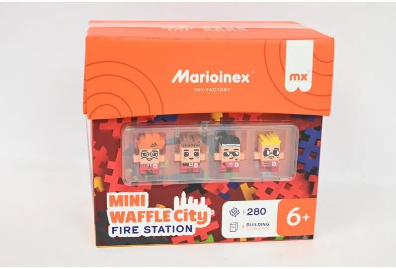 Jucarie creativa Marioinex Set de constructie Marioinex, Mini Waffle 280 piese, Pompieri