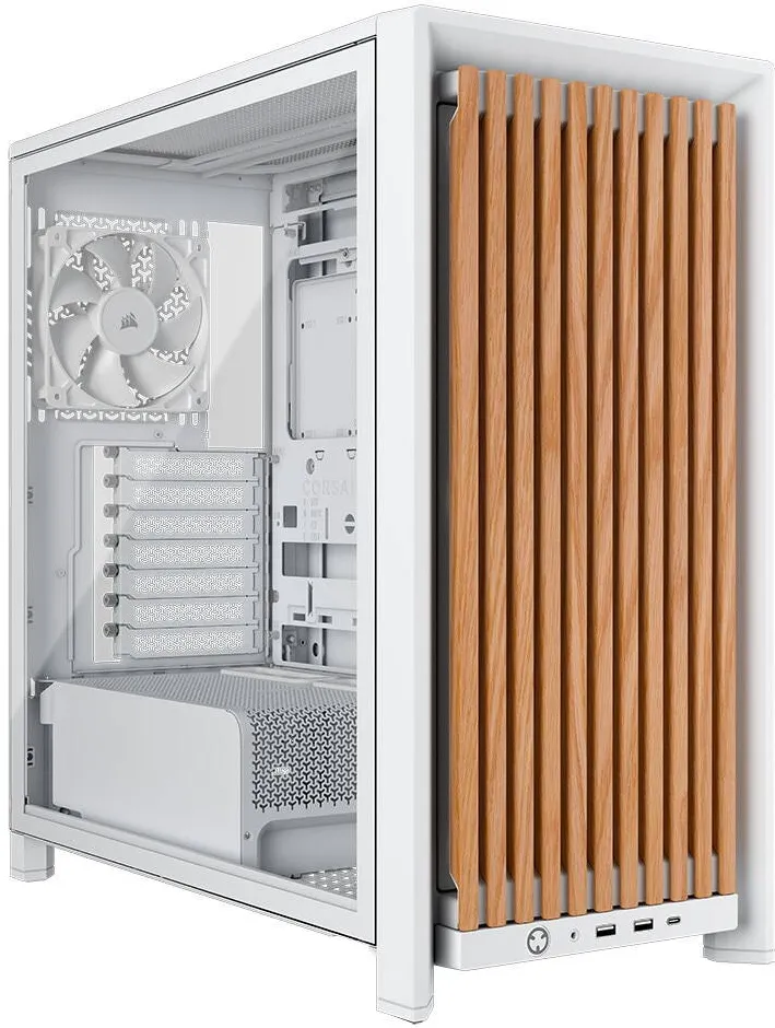 Carcasa PC Corsair PC Corsair FRAME 4000D WOOD RS Mid-Tower, panou frontal din lemn, White/Oak