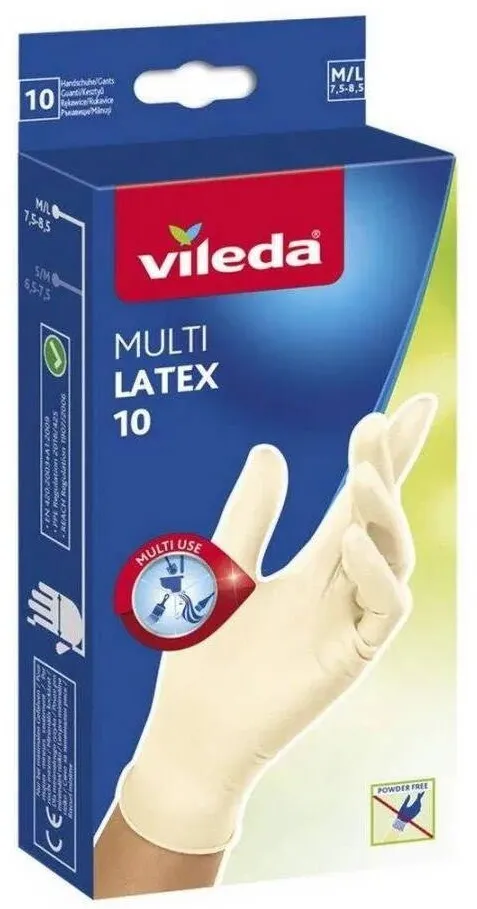 VILEDA Natural Latex gloves, size M/L, 10 pairs