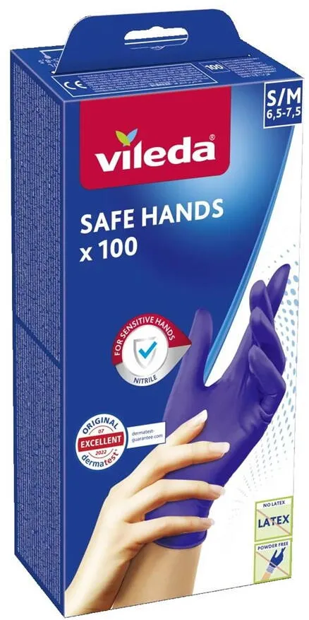 VILEDA Safe Hands – nitrile gloves S/M 100 pcs