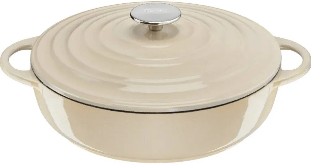 TEFAL Lov Cast Iron Serving Pan 28cm 3.8L Beige With Lid