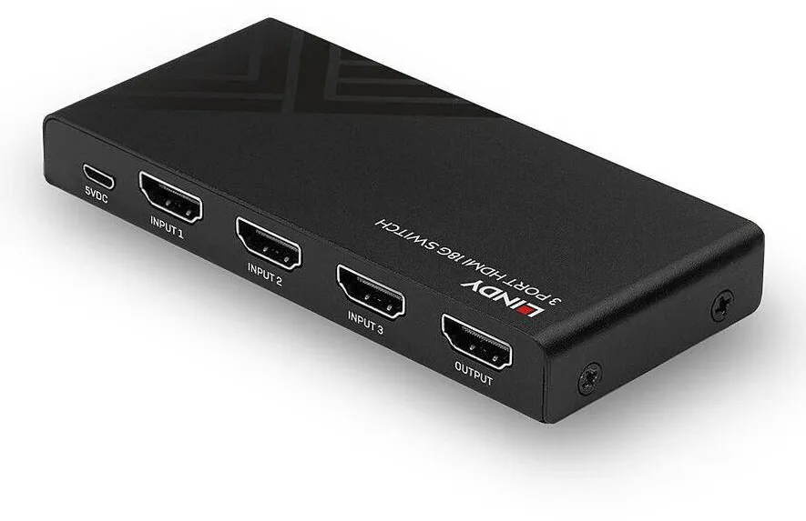 Switch KVM Lindy 3 Port HDMI 18G