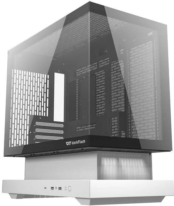 Carcasa PC Darkflash Carcasa pentru computer F1 (alb) + 6 ventilatoare ARGB
