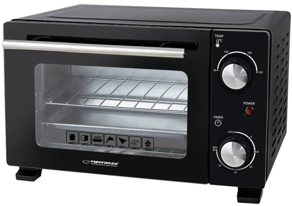Mini Cuptor electric Esperanza EKO007N, 10l, 800W, Negru
