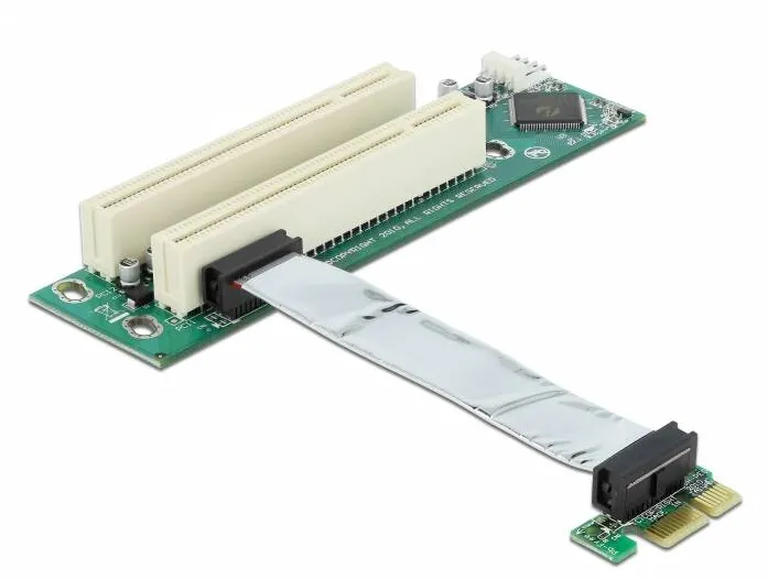 Adaptor DELOCK 41341, Riser card PCI Express x1 > 2x PCI 32Bit 5 V with flexible cable 9 cm left insertion riser card