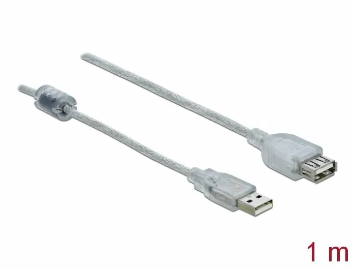 Adaptor DELOCK Extension cable USB 2.0 Type-A male > USB 2.0 Type-A female 1 m transparent