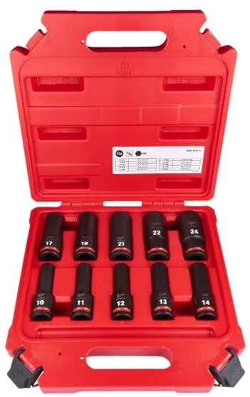 Milwaukee MILWAUKEE Long Impact Socket Set SHW 1/2", 10 Pieces
