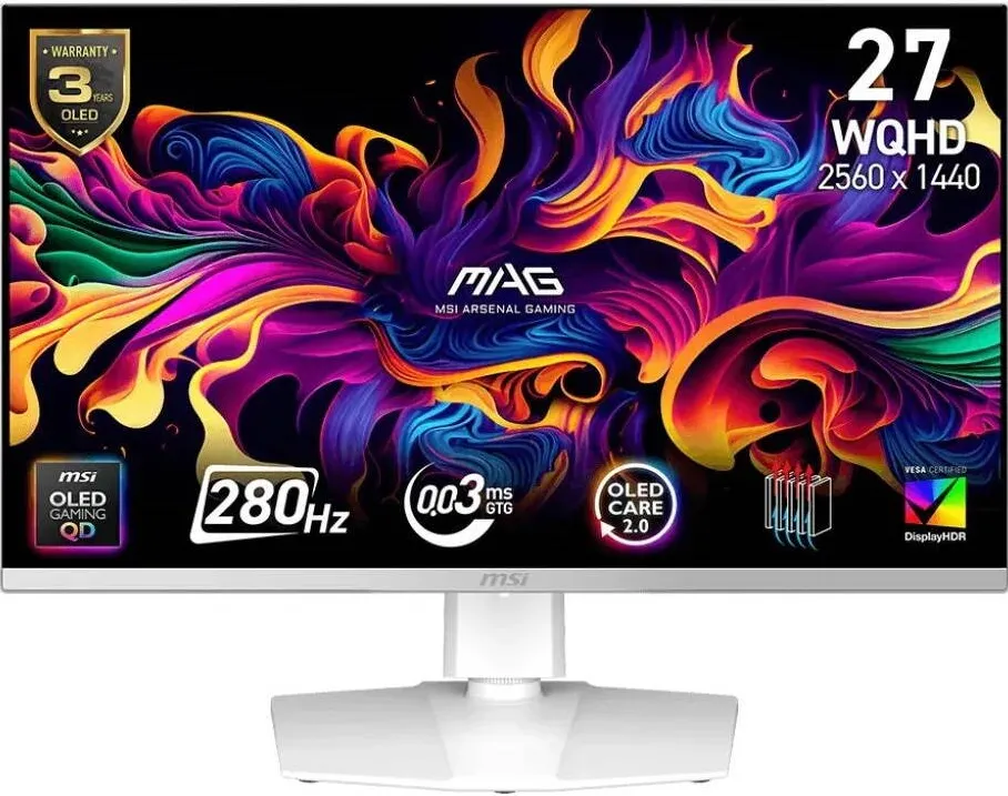 Monitor MSI Monitor, MSI, 26.5", 272QPWDE OLED QHD 280Hz, Alb, 2560x1440