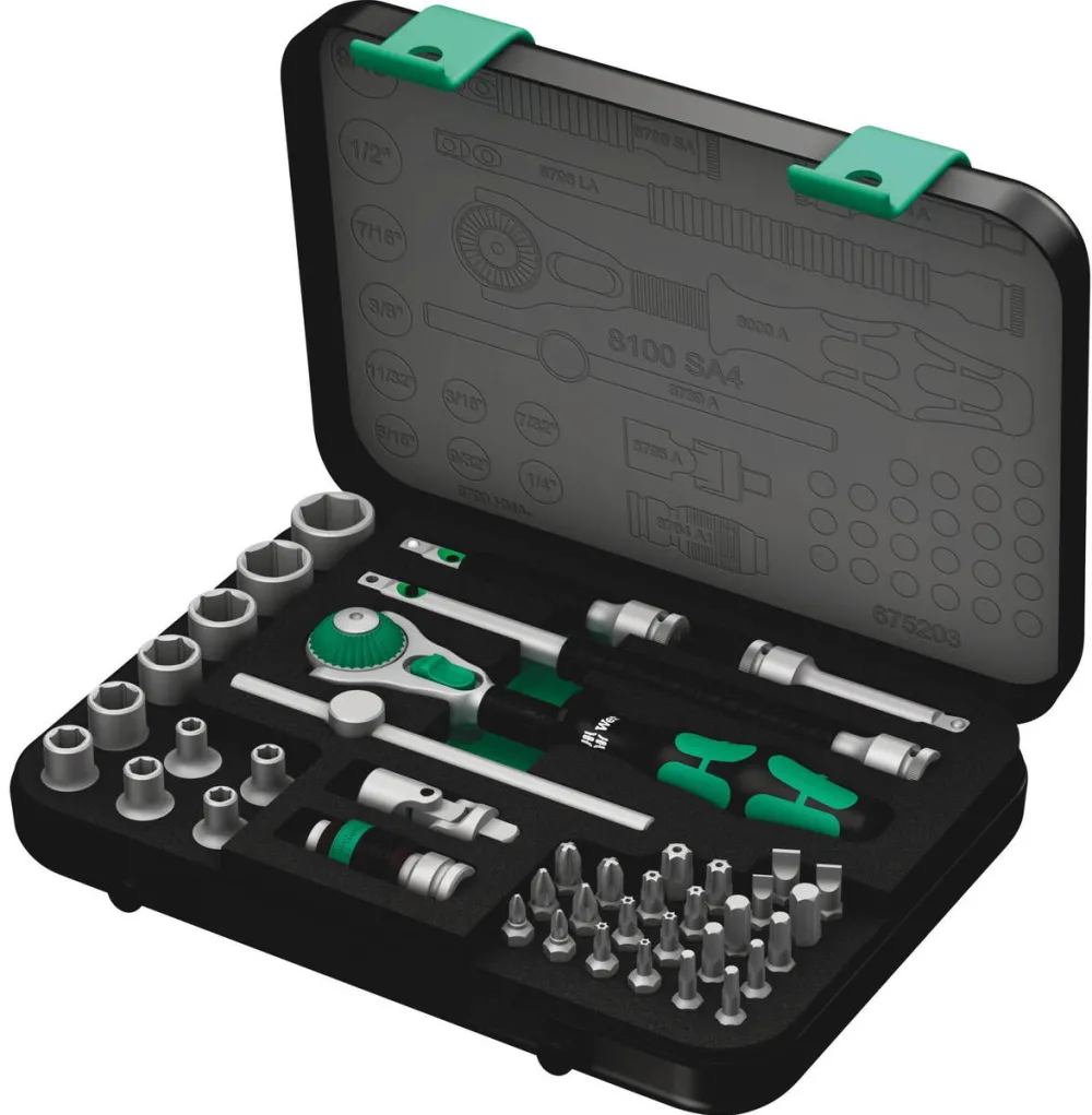 Set de clichete WERA 8100 SA 4 Cyclops Speed, 1/4" Drive imperial