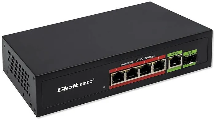 Switch QOLTEC Ethernet PoE SWITCH 4x RJ45 PoE 1x RJ45Upli