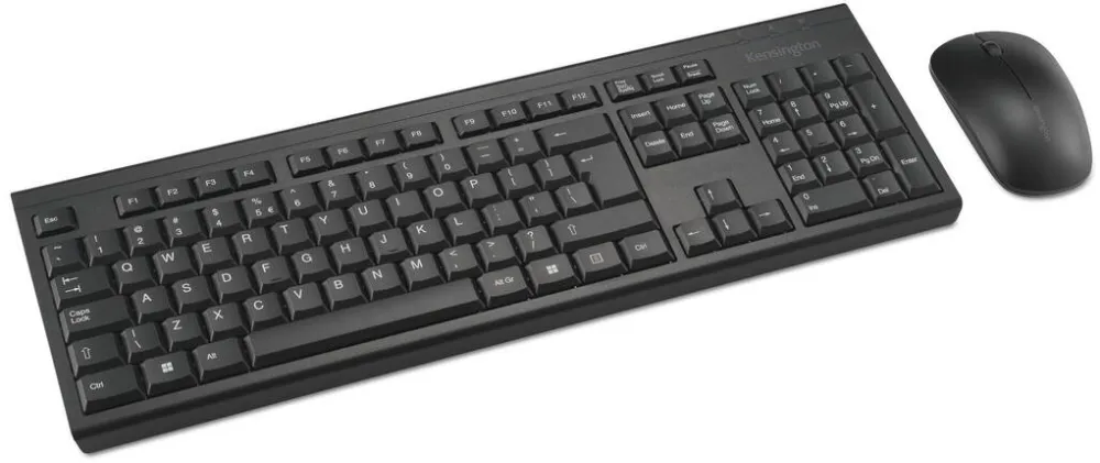Tastatura Kensington Tastatura Kensington KM150 EQ cu mouse inclus, wireless, QWERTY, 105 taste, neagra, dimensiuni 448x148x22,5mm