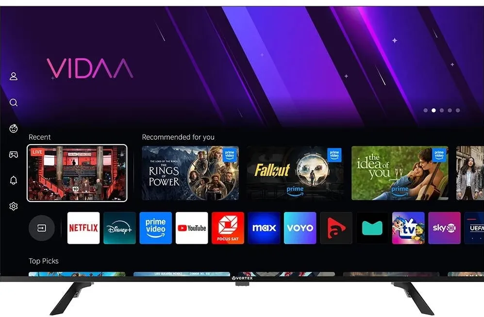 Televizor Vortex LED Smart V40R2690FVS, Full HD, 101cm, Wifi, Sistem operare VIDAA, 3 x HDMI, 2 x USB, Margini subtiri, Negru