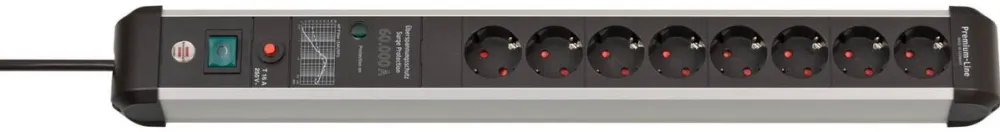 Brennenstuhl Brennenstuhl Premium-Protect-Line 8-way power strip (black/aluminium, 3 metres, 60,000A surge protection)