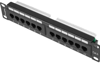Accesoriu Retea LANBERG Patch Panel 10'', 12 port 1U, cat.6, black