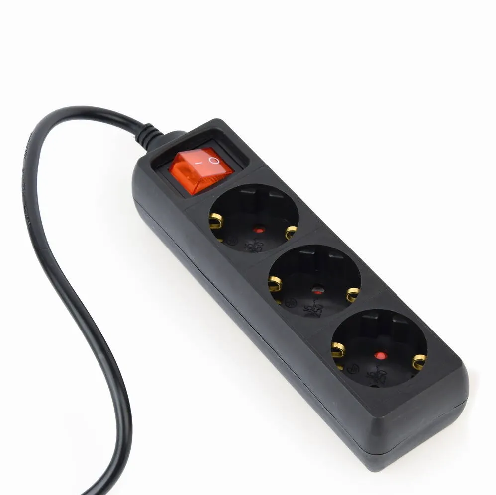 Gembird Priza/Prelungitor EG-PSU3-01 UPS Power Strip, 3 Schuko Outlets, C14 Plug, 10A, 0.6m Cable, Black Color
