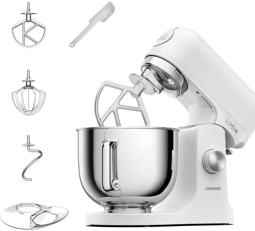 KENWOOD Robot de bucatarie KENWOOD kMiX KMX751AWH, 1000 W, vas inox 5 l, 6 trepte viteza, 3 accesorii patiserie, functie amestecare delicata, functie pornire lenta, alb