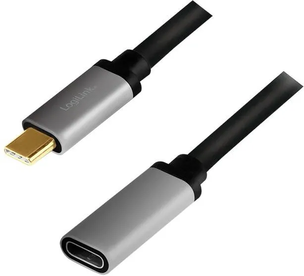 Logilink USB-C M/F cable, 4K/60Hz, alu, 0.5m