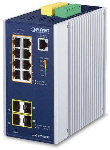 Switch Planet Switch Planet IGS-5225-8P4S 8 porturi Gigabit Ethernet PoE Albastru, Argint