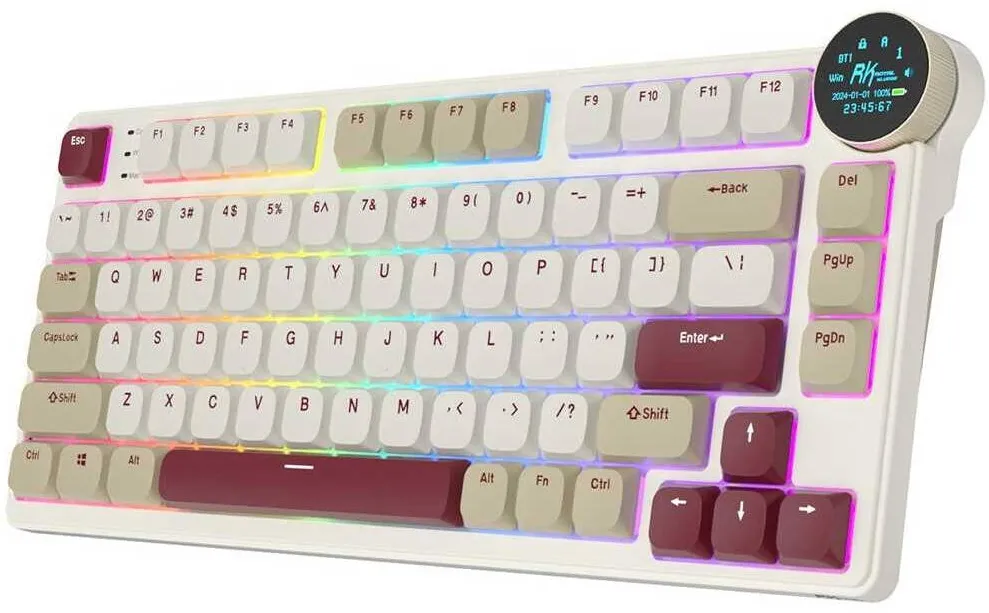 Tastatura Royal Kludge Tastatura mecanica ROYAL KLUDGE N80 cu profil redus cu ecran de afisare inteligent si buton, baterie masiva, brown switch