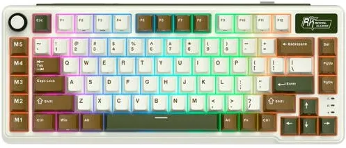 Tastatura Royal Kludge Tastatura Gaming Royal Kludge RK-L75, Cream switch, iluminare RGB, Wired, Wireless 2.4Ghz, Bluetooth Multicolor