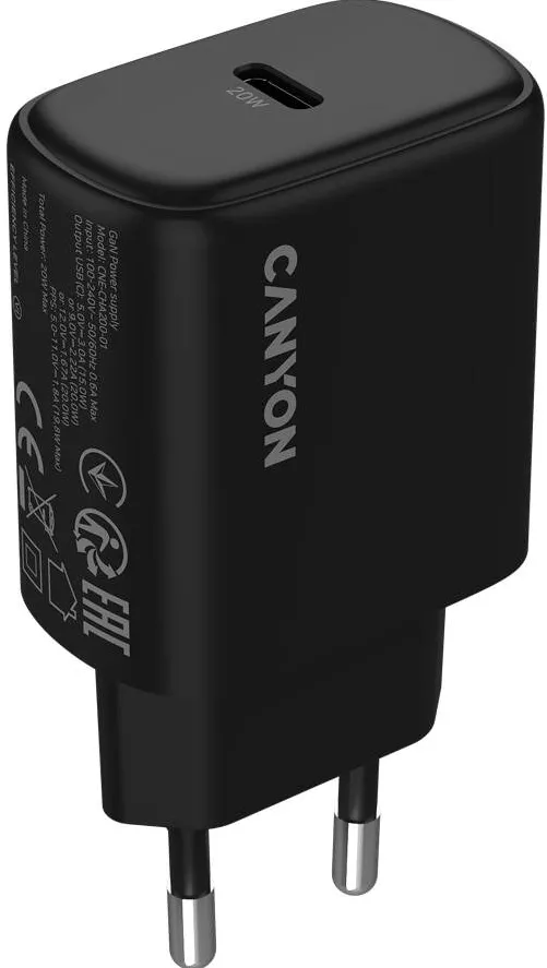 CANYON Incarcator Canyon CNE-CHA200-11 1x USB-C 12V 3A 20W Negru