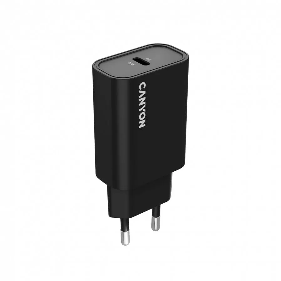 CANYON Incarcator retea CANYON CNE-CHA30CLB OnCharge 30CL, 30 W, 1x USB Type-C PD Negru