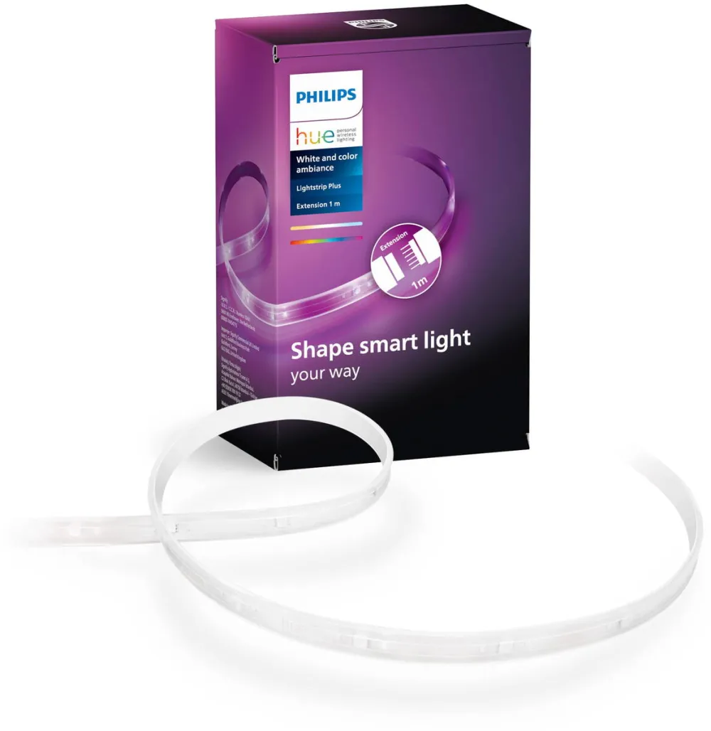 Philips Hue Extensie banda LED inteligenta Philips Hue Lightstrip Plus, ZigBee Light Link, Bluetooth,11.5W, 950 lm, lumina ambianta alba si color, 1 m
