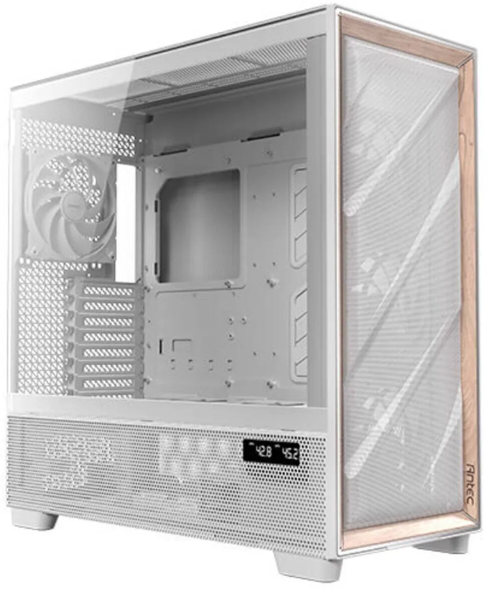 Carcasa PC Antec ATX Semi-tower FLUX PRO, alb, 8 sloturi de expansiune, organizator de cabluri