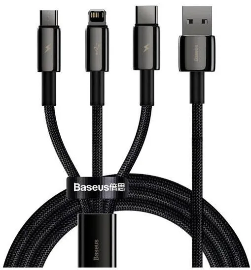 Baseus Cablu de incarcare, Baseus, 3in1, 150cm, Negru