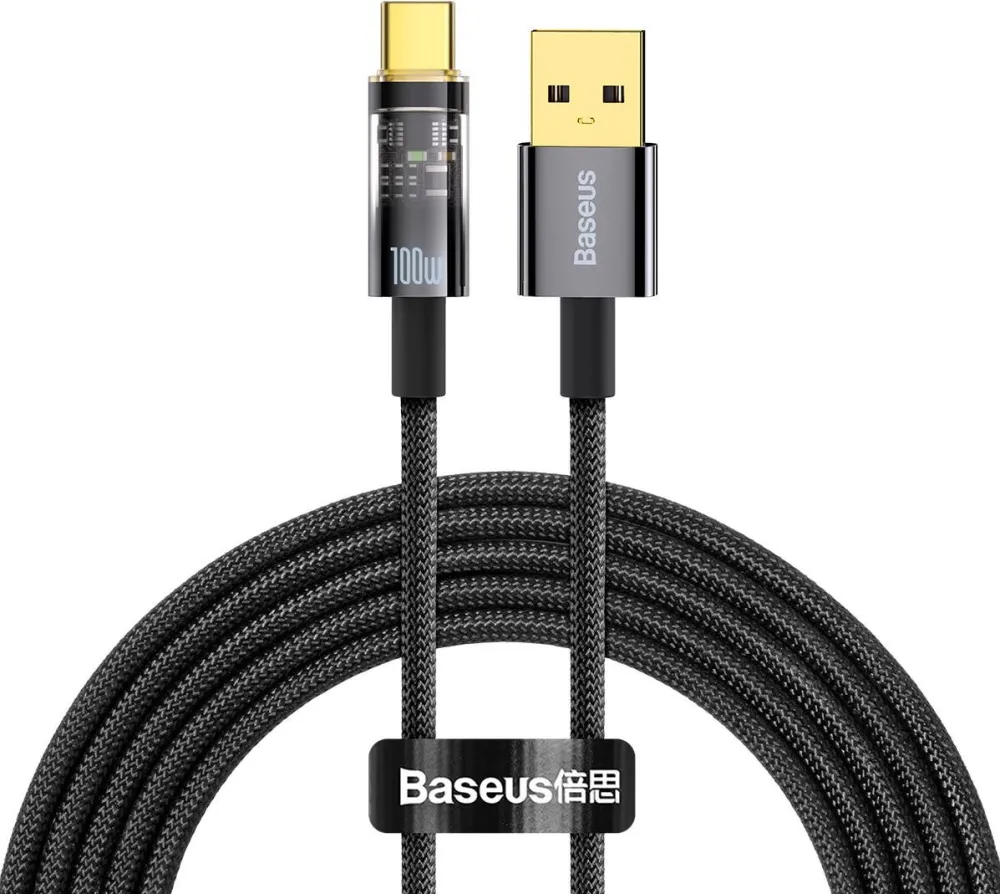 Baseus Cablu Baseus Explorer, USB la USB-C, 100W, Fast Charging, 2m, Negru