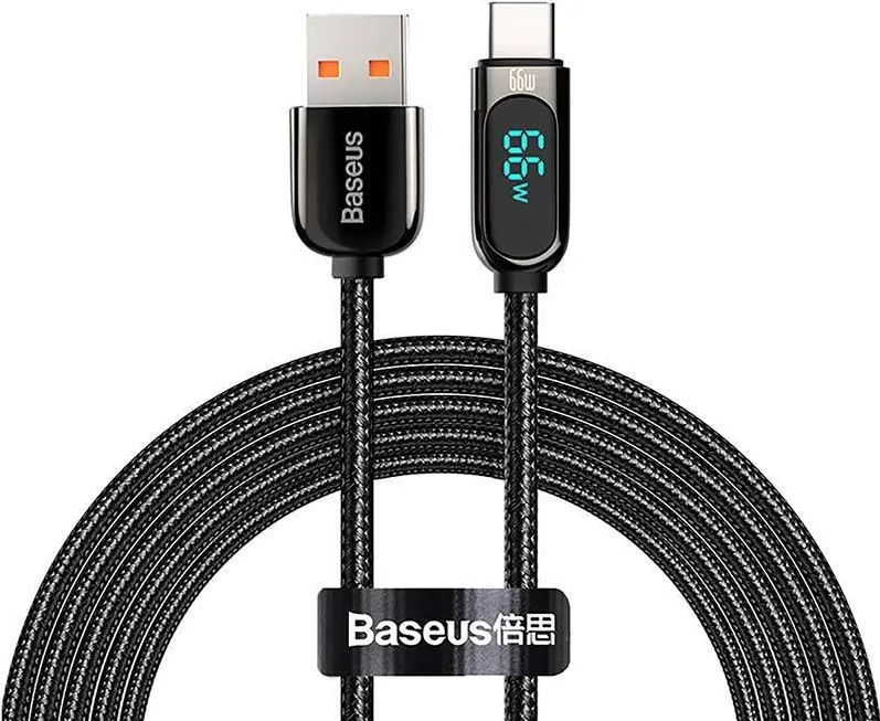 Baseus Cablu Baseus Display, USB la USB-C, Fast Charging, 66W, 2m, Negru