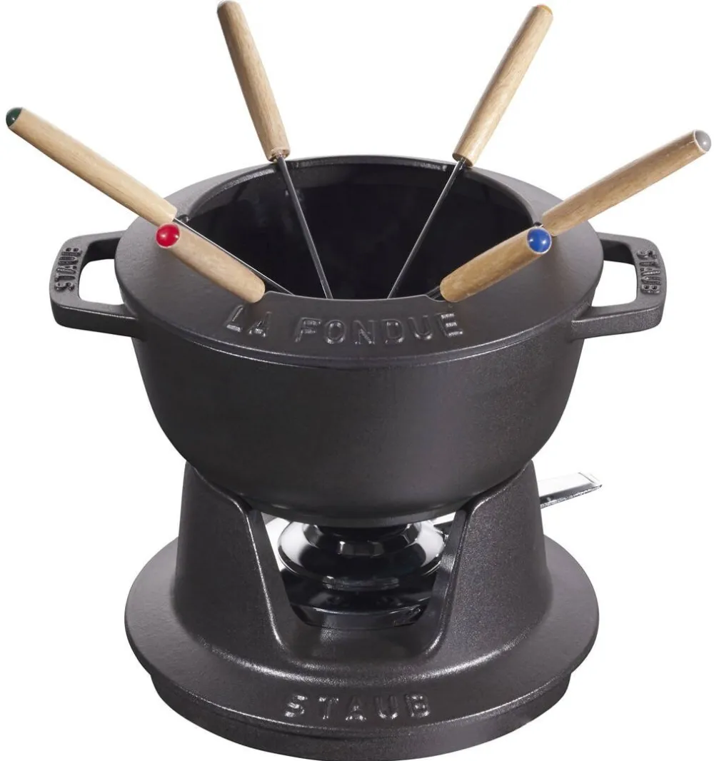 Staub Set fondue STAUB, 18 cm, negru, 6 furculite, capacitate 1.6 l