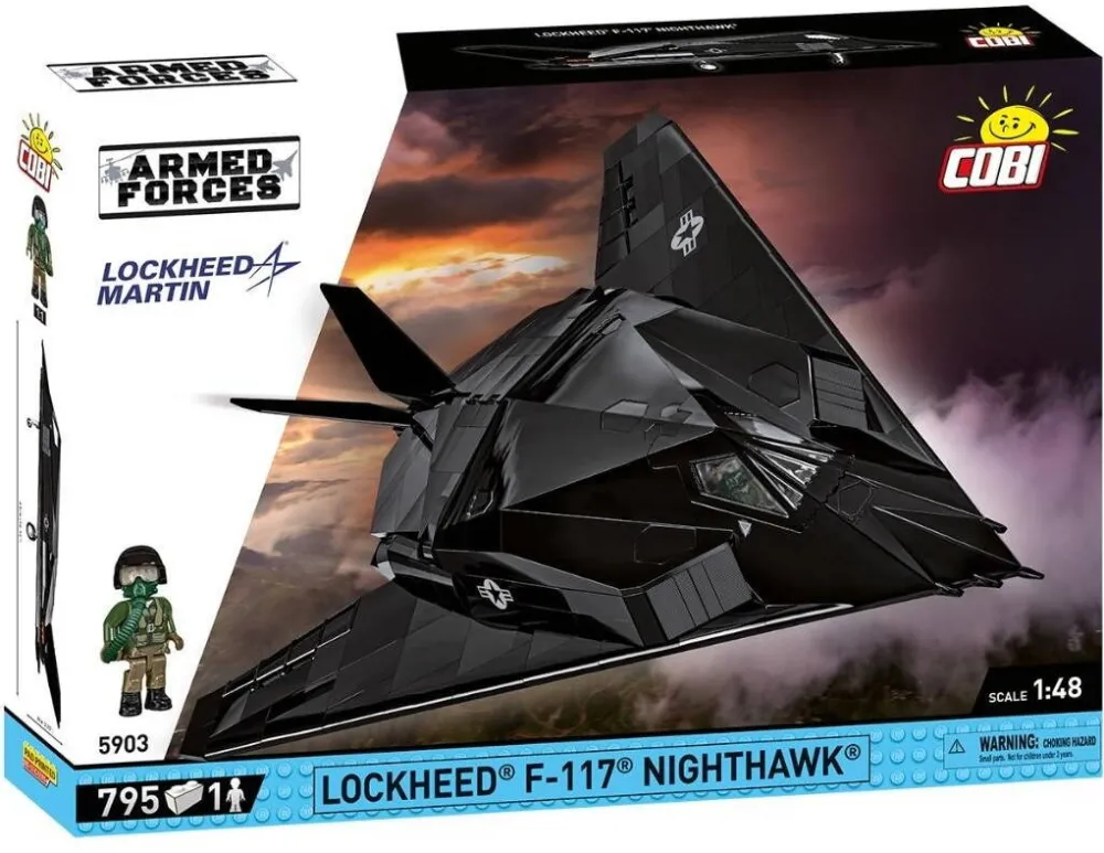 Puzzle Cobi Klocki Set de constructie COBI F-117 Nighthawk, 795 elemente, 1 figura, 41x28x8cm