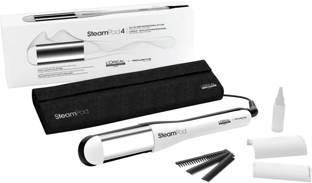 L'Oréal Placa profesionala pentru coafarea si ingrijirea parului L’Oréal Professionnel Steampod 4.00, 3 setari de caldura, oprire automata, rezervor de apa incorporat, Alb