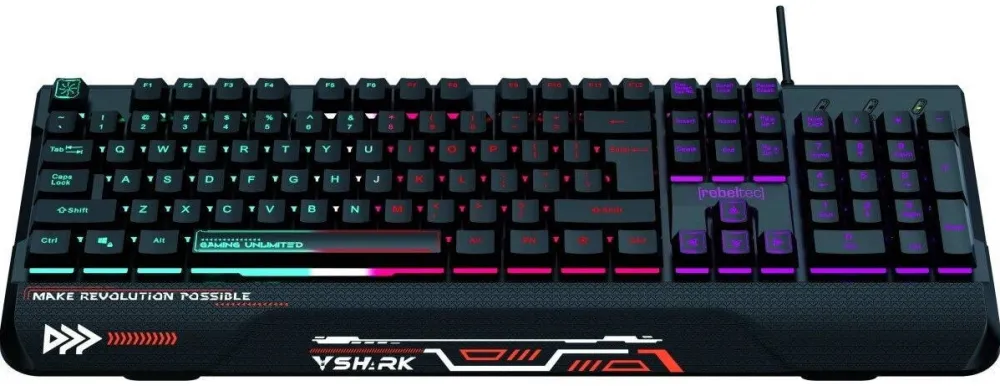 Tastatura Rebeltec Tastatura gaming Rebeltec SHARK, RGB, impermeabila, 104 taste, USB