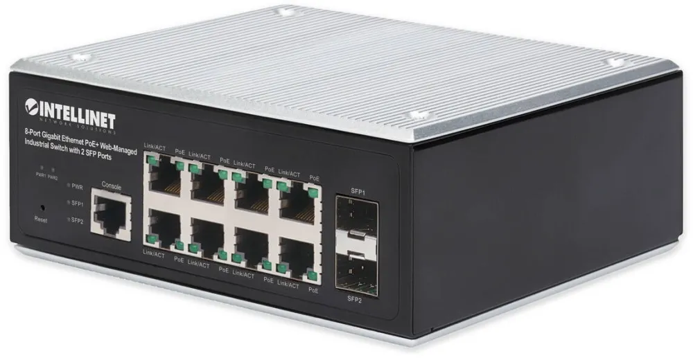 Switch Intellinet gestionat Intellinet 508278, L2+/L3, Gigabit Ethernet, 8 porturi, PoE, negru