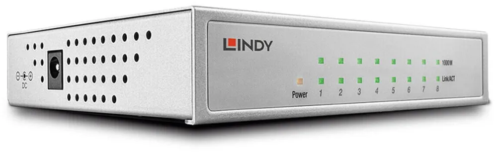 Switch Lindy LINDY 8 porturi Gbit Metall, Argintiu