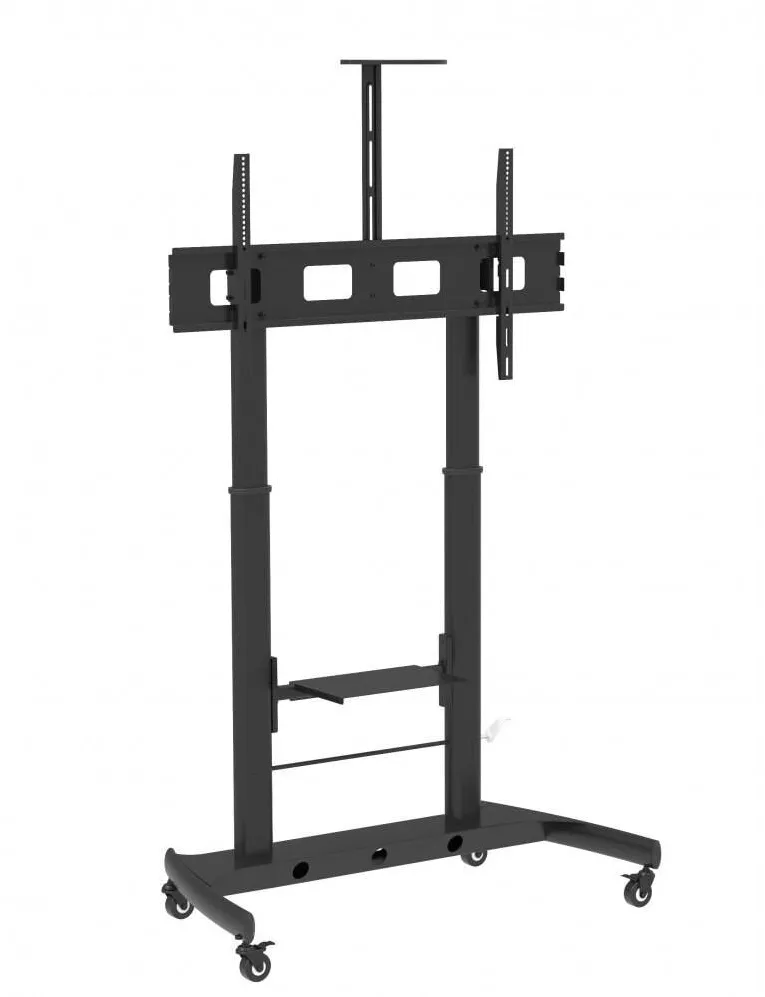 Suport TV / Monitor TECHLY Stand TV mobil pe roti, otel, reglabil, 52-110 inch(132cm-279cm), rafturi dispozitive multimedia, capacitate sustinere 120KG, Negru, Techly, ICA-TR45